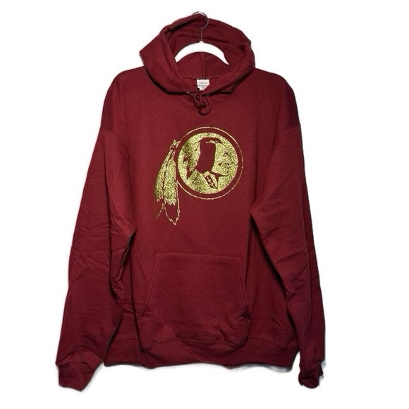 Hanes sweatshirt‎ Burgundy Gold hail RedSkins Washington Football Hoodie L NIB - Picture 2 of 14